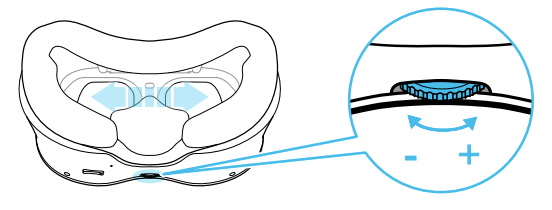 IPD adjustment knob at the bottom of the headset