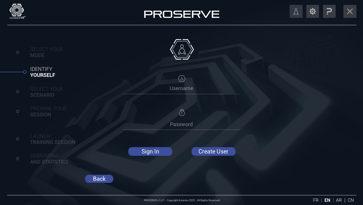 Login menu