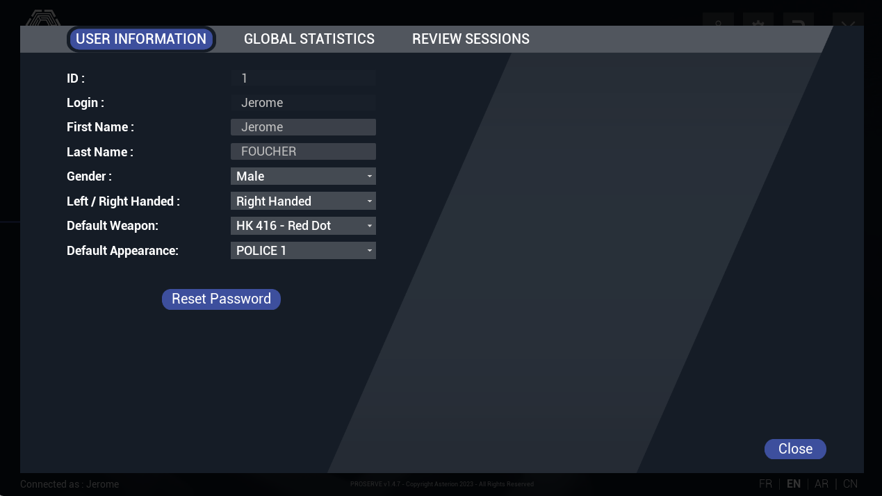 User information